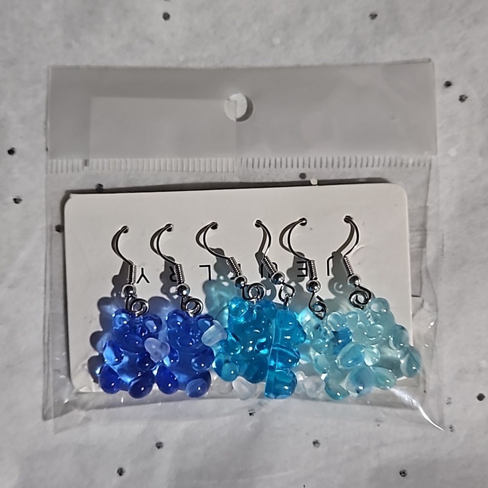 Shades 🎁 of Blue Gummi Bear Earrings set of 3